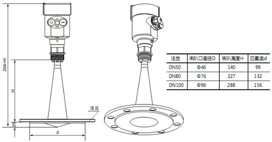 工業雷達液位計RD709外形尺寸圖